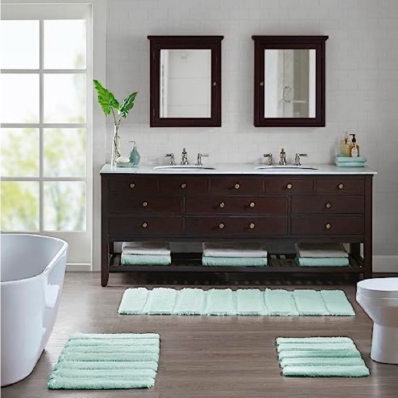 Madison Park Tufted Pearl Channel Absorbant Quick Dry -Washable Bath Mat Seafoam - Picture 2 of 7